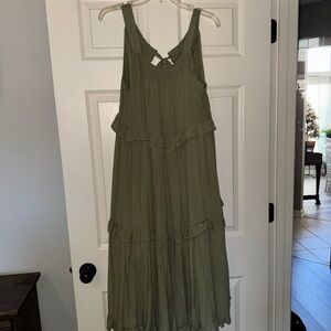 Blu Pepper Olive Green Ruffle Dress